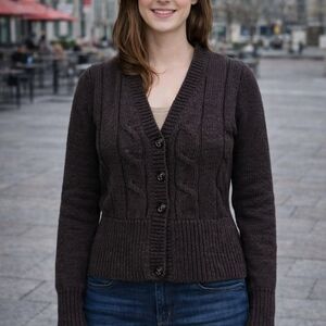 Tommy Hilfiger Dark Brown Cable Knit Cardigan